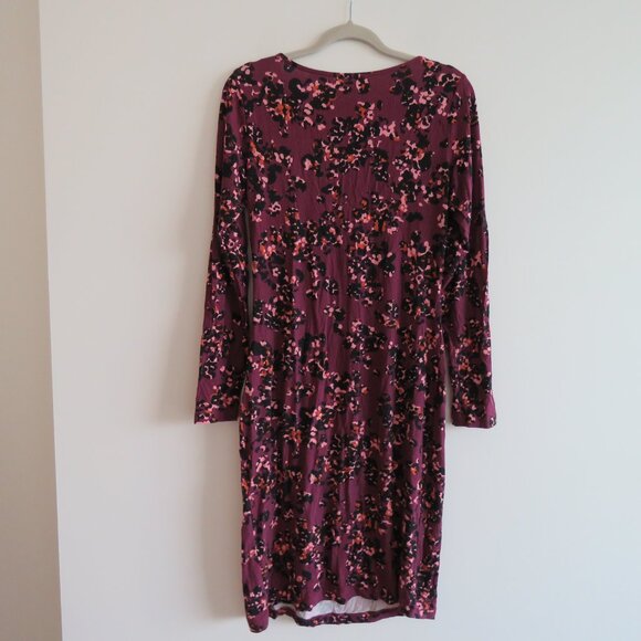 SERAPHINE Bodycon Burg Floral Print Dress Padme Berry Midi Maternity - Size US 6 - Picture 10 of 13